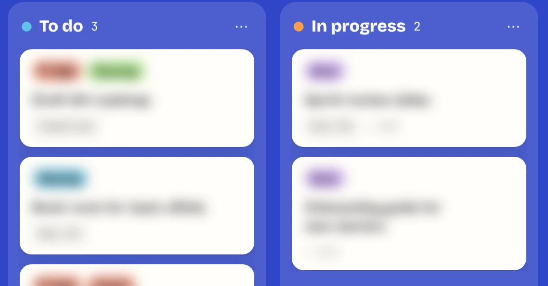 The same cards with Frost on. Each card is blurred so its words can't be read.
